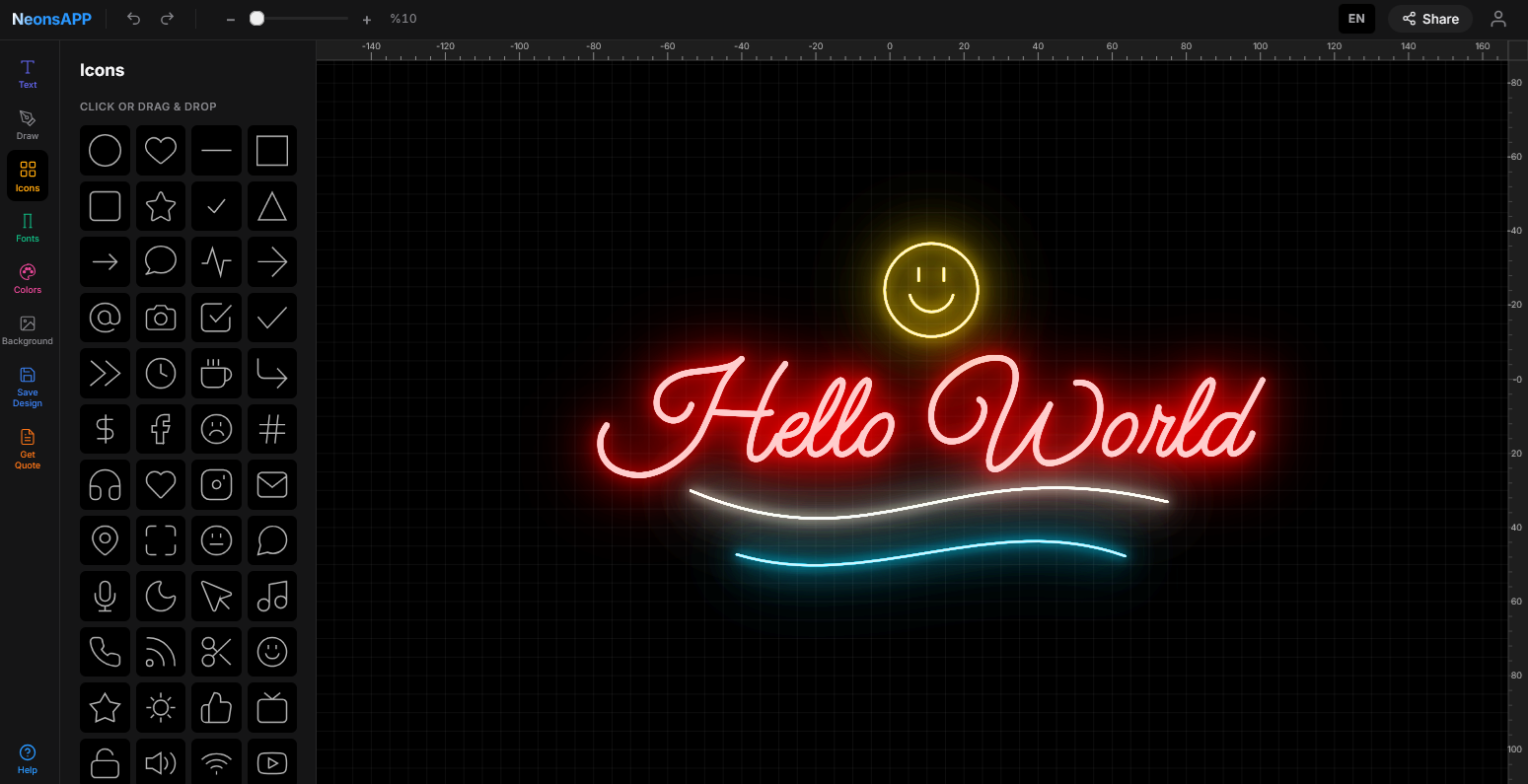 NeonsAPP — Neon sign design software interface